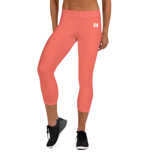 Capri Leggings - Coral Red