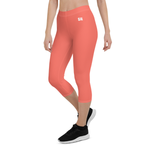 Capri Leggings - Coral Red