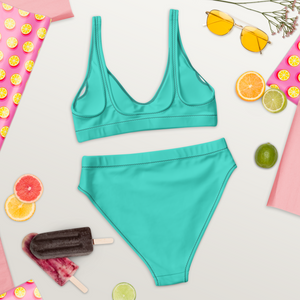 Recycelter High-Waist-Bikini - Lagunentürkis