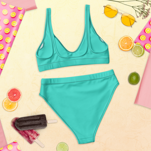 Recycelter High-Waist-Bikini - Lagunentürkis
