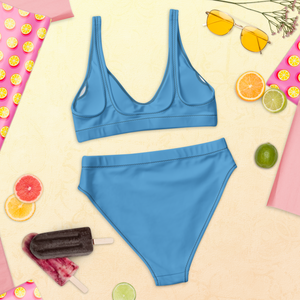 Recycelter High-Waist-Bikini - Ozeanblau