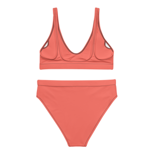 Recycled high-waisted bikini - Coral Red