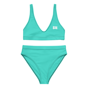 Recycelter High-Waist-Bikini - Lagunentürkis