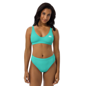 Recycelter High-Waist-Bikini - Lagunentürkis