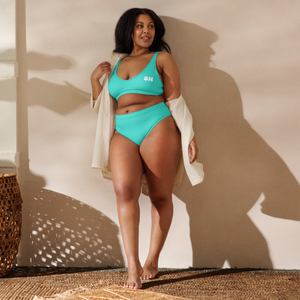 Recycelter High-Waist-Bikini - Lagunentürkis