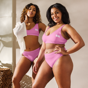 Recycled high-waisted bikini - Tropical Pink