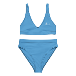 Recycelter High-Waist-Bikini - Ozeanblau