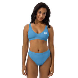 Recycelter High-Waist-Bikini - Ozeanblau