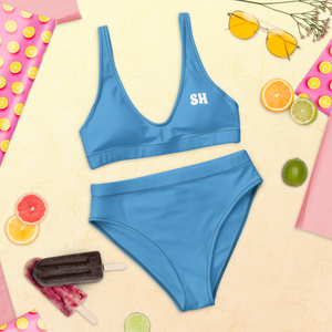 Recycelter High-Waist-Bikini - Ozeanblau