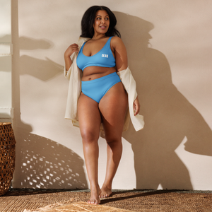 Recycelter High-Waist-Bikini - Ozeanblau