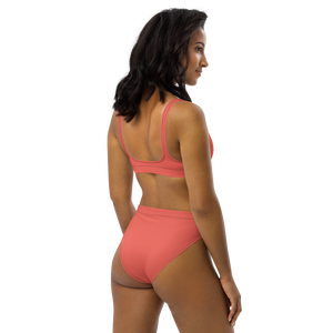Recycled high-waisted bikini - Coral Red