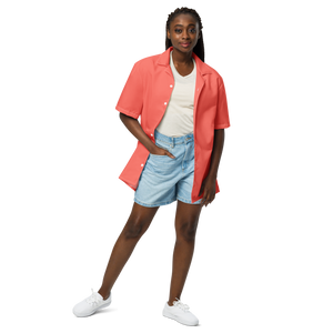 Camisa de botones para mujer - Rojo coral