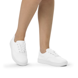 Damen-Schnürschuhe aus Segeltuch - Muschelweiß