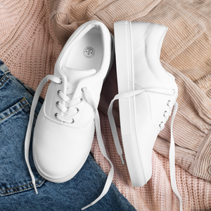 Damen-Schnürschuhe aus Segeltuch - Muschelweiß