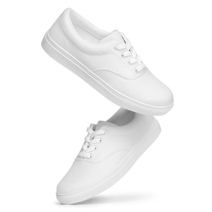 Damen-Schnürschuhe aus Segeltuch - Muschelweiß