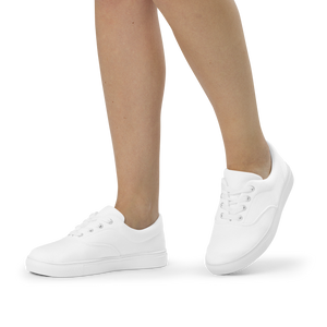 Damen-Schnürschuhe aus Segeltuch - Muschelweiß