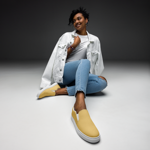 Damen Slipper aus Segeltuch - Sandgelb