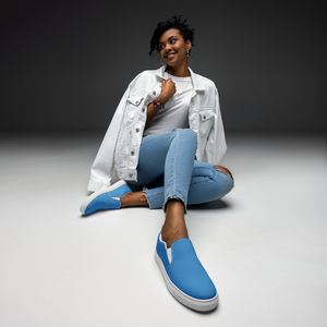Slipper aus Segeltuch für Damen - Ozeanblau