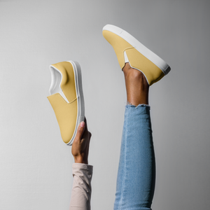 Damen Slipper aus Segeltuch - Sandgelb