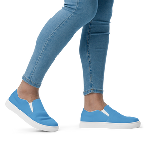 Slipper aus Segeltuch für Damen - Ozeanblau